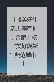 《美好生活大调查》：合肥上榜“美好焕新”典范城市