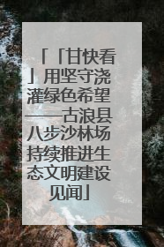「甘快看」用坚守浇灌绿色希望——古浪县八步沙林场持续推进生态文明建设见闻