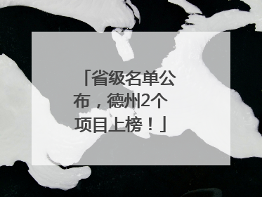 省级名单公布，德州2个项目上榜！
