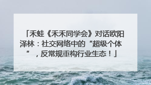 禾蛙《禾禾同学会》对话欧阳泽林：社交网络中的“超级个体”，反常规重构行业生态！