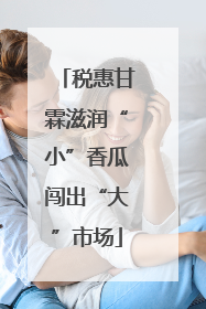 税惠甘霖滋润“小”香瓜闯出“大”市场