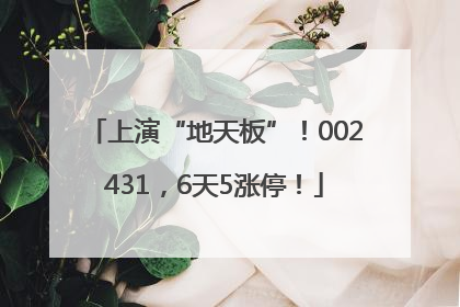 上演“地天板”！002431，6天5涨停！