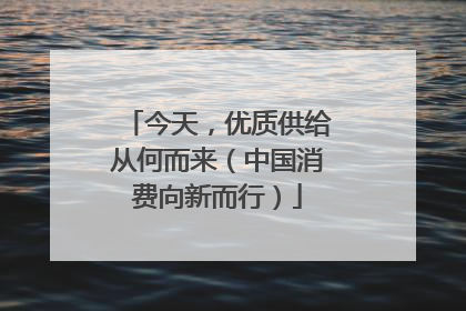 今天，优质供给从何而来（中国消费向新而行）