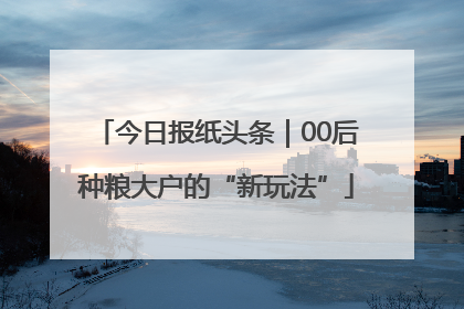 今日报纸头条｜00后种粮大户的“新玩法”