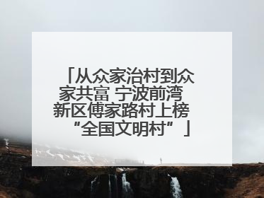 从众家治村到众家共富 宁波前湾新区傅家路村上榜“全国文明村”