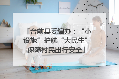 台前县委编办：“小设施”护航“大民生” 保障村民出行安全