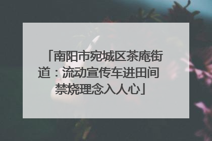南阳市宛城区茶庵街道：流动宣传车进田间 禁烧理念入人心