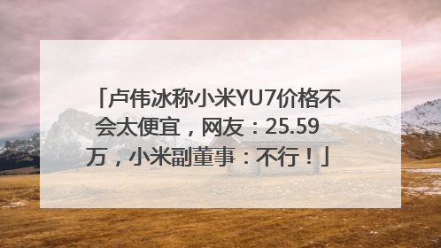 卢伟冰称小米YU7价格不会太便宜，网友：25.59万，小米副董事：不行！