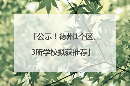 公示！德州1个区、3所学校拟获推荐