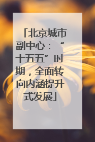 北京城市副中心：“十五五”时期，全面转向内涵提升式发展
