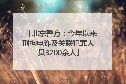 北京警方：今年以来刑拘电诈及关联犯罪人员3200余人