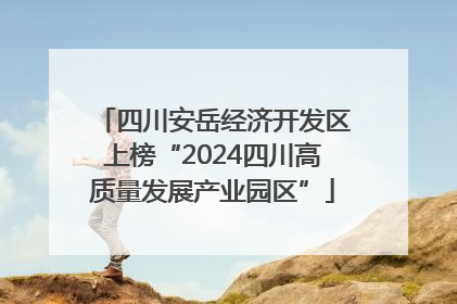 四川安岳经济开发区上榜“2024四川高质量发展产业园区”