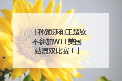 孙颖莎和王楚钦不参加WTT美国站混双比赛！