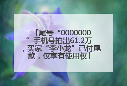 尾号“0000000”手机号拍出61.2万，买家“李小龙”已付尾款，仅享有使用权