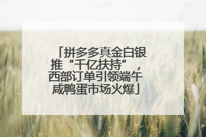 拼多多真金白银推“千亿扶持”，西部订单引领端午咸鸭蛋市场火爆