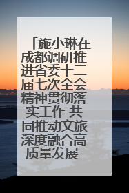 施小琳在成都调研推进省委十二届七次全会精神贯彻落实工作 共同推动文旅深度融合高质量发展 加快打造支柱产业民生产业幸福产业
