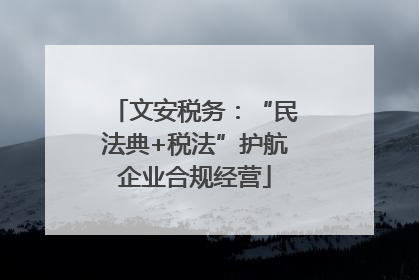 文安税务：“民法典+税法”护航企业合规经营