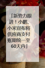 新势力跟进！小鹏、小米宣布将供应商支付账期统一至60天内