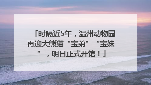 时隔近5年，温州动物园再迎大熊猫“宝弟”“宝妹”，明日正式开馆！
