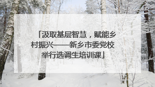 汲取基层智慧，赋能乡村振兴——新乡市委党校举行选调生培训课