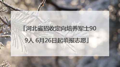河北省招收定向培养军士909人 6月26日起填报志愿