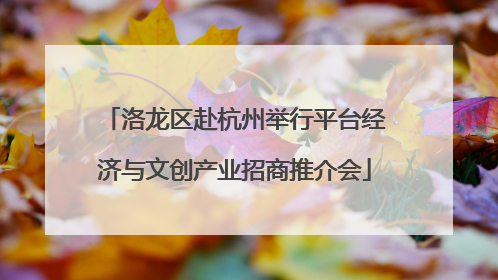 洛龙区赴杭州举行平台经济与文创产业招商推介会