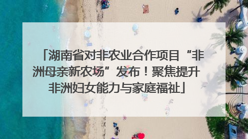 湖南省对非农业合作项目“非洲母亲新农场”发布！聚焦提升非洲妇女能力与家庭福祉