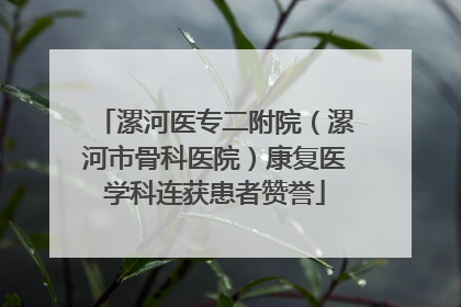 漯河医专二附院（漯河市骨科医院）康复医学科连获患者赞誉