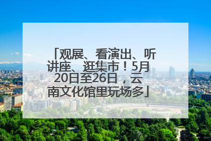 观展、看演出、听讲座、逛集市！5月20日至26日，云南文化馆里玩场多