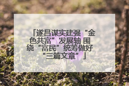 遂昌谋实建强“金色共富”发展轴 围绕“富民”统筹做好“三篇文章”