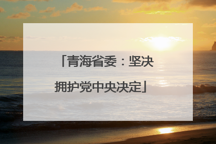 青海省委：坚决拥护党中央决定