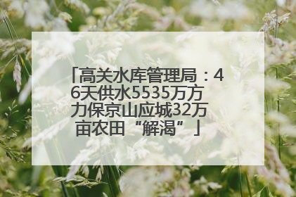 高关水库管理局：46天供水5535万方 力保京山应城32万亩农田“解渴”