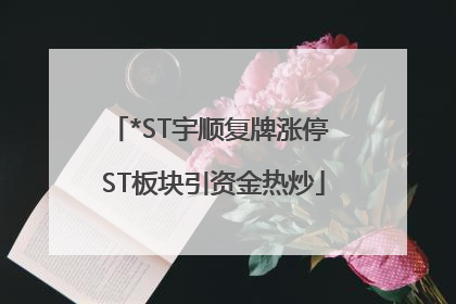 *ST宇顺复牌涨停 ST板块引资金热炒