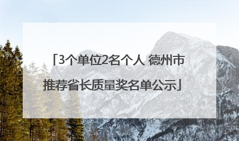 3个单位2名个人 德州市推荐省长质量奖名单公示