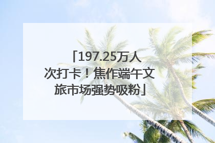 197.25万人次打卡！焦作端午文旅市场强势吸粉